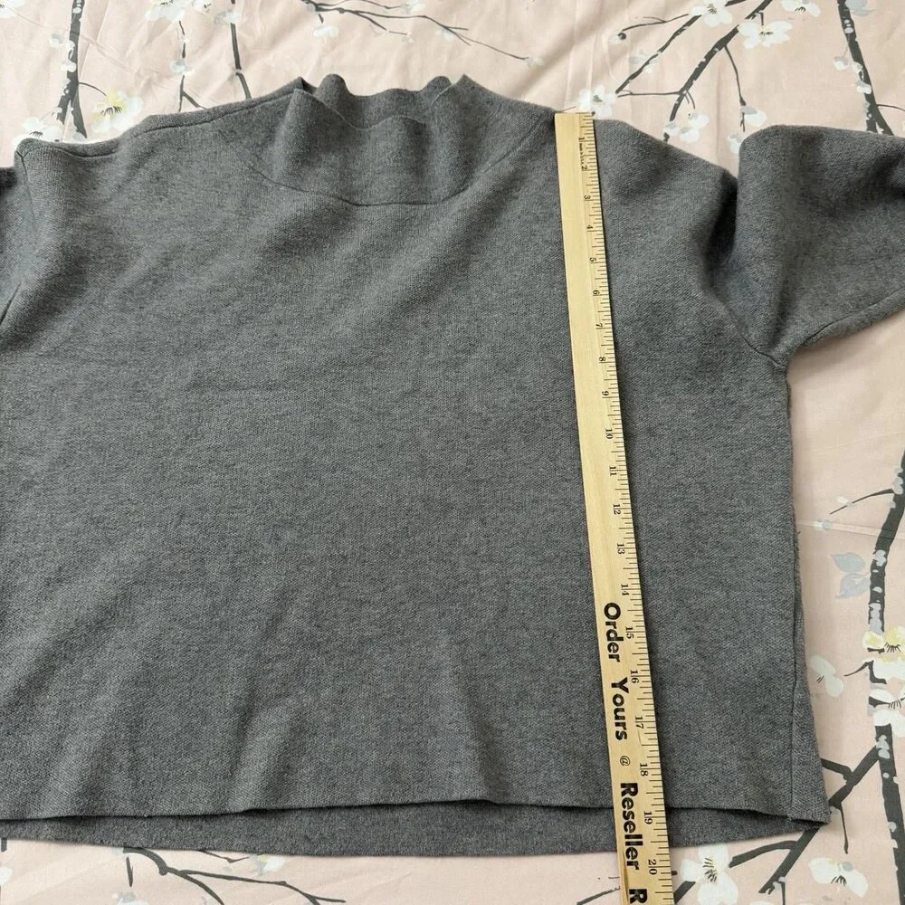 Quince Sweater Womens‎ Small Heather Gray Eco-Knit Milano Stitch Mock Neck